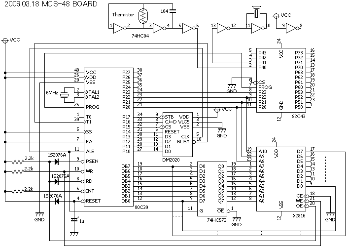 MCS48 8048 マイコンボード V2 回路図